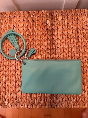 Leather Wristlet Clutch with Tassel Accent